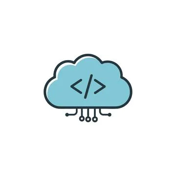 Cloud computing illustration featuring coding elements representing technol.. Stock Illustration