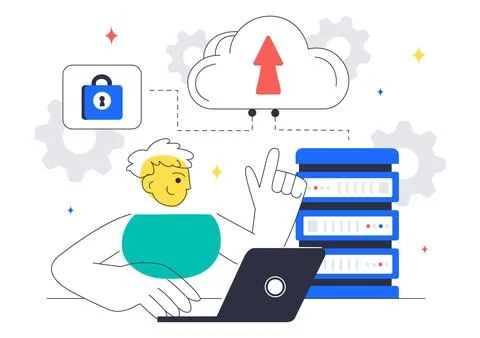 Cloud Computing Illustration Featuring Digital Technology Speed Connection .. 스톡 일러스트