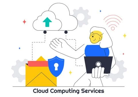 Cloud Computing Illustration Featuring Digital Technology Speed Connection .. 스톡 일러스트