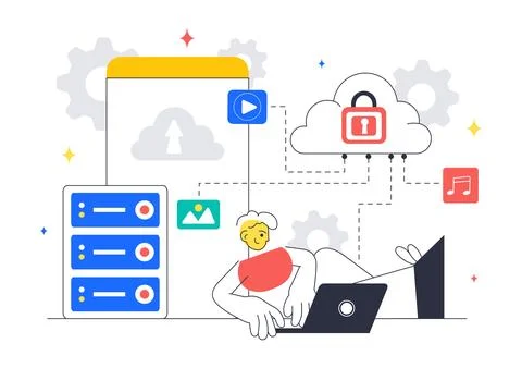 Cloud Computing Illustration Featuring Digital Technology Speed Connection .. 스톡 일러스트