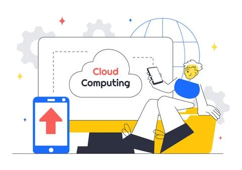 Cloud Computing Illustration Featuring Digital Technology Speed Connection .. Stock Illustration