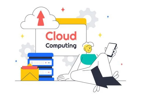 Cloud Computing Illustration Featuring Digital Technology Speed Connection .. 스톡 일러스트