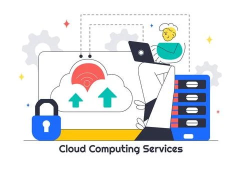 Cloud Computing Illustration Featuring Digital Technology Speed Connection .. 스톡 일러스트