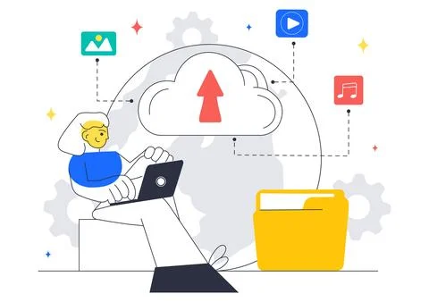 Cloud Computing Illustration Featuring Digital Technology Speed Connection .. Stockillustratie