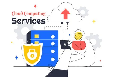 Cloud Computing Illustration Featuring Digital Technology Speed Connection .. 스톡 일러스트