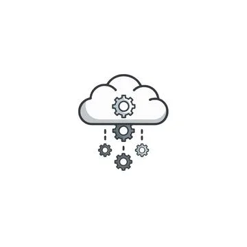 Cloud Computing Illustration Featuring Gear Elements Conveying Technologica.. 스톡 일러스트