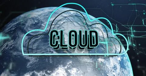 Cloud computing image over Earth from space 스톡 사진