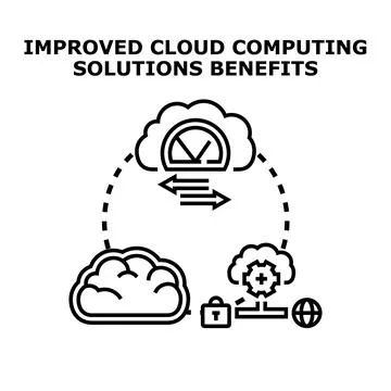 Cloud computing improving solutions benefits communication concept Stock Illustration