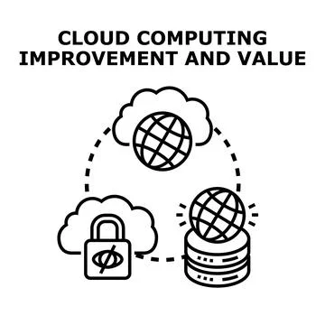 Cloud computing improving value and secure data solutions 스톡 일러스트