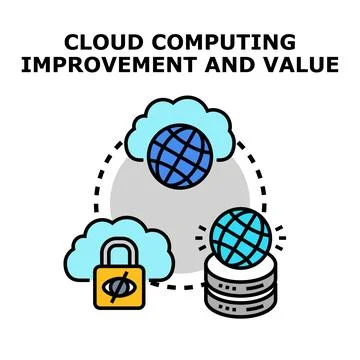 Cloud computing improving value and secure data solutions Stock Illustration