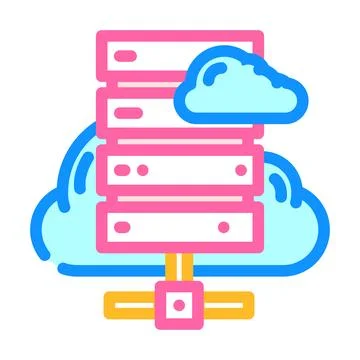 Cloud computing industry 4 color icon vector illustration Illustrazione stock