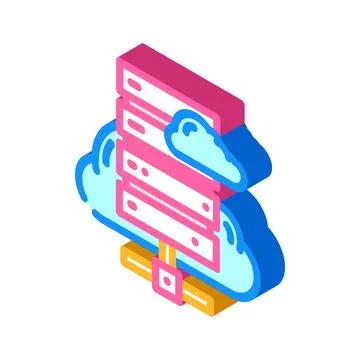 Cloud computing industry 4 isometric icon vector illustration Stock Illustration