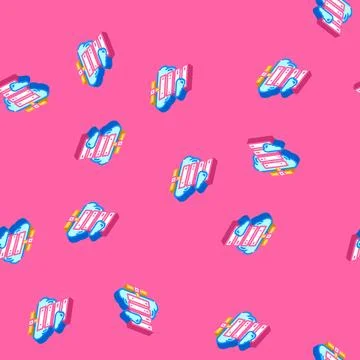 Cloud computing industry 4 isometric icon seamless pattern Stock Illustration