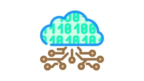 Cloud computing industry 5 color icon animation Stock Footage 327259486