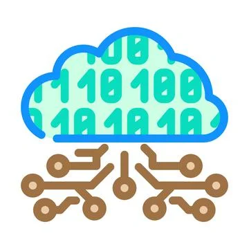 Cloud computing industry 5 color icon vector illustration Stock Illustration