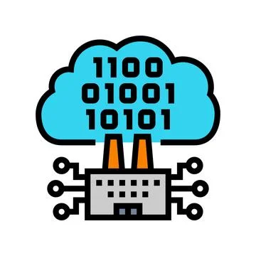 Cloud computing industry 5 color icon vector illustration Illustrazione stock