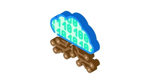Cloud computing industry 5 isometric icon animation Stock Footage 327280365
