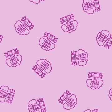 Cloud computing industry 5 line seamless pattern Stockillustratie