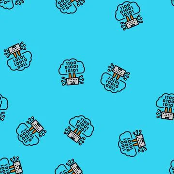 Cloud computing industry 5 vector seamless pattern Stock Illustration