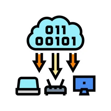 Cloud computing industry color icon vector illustration 스톡 일러스트