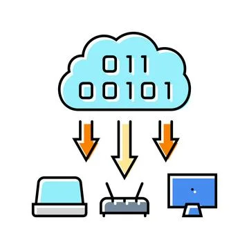 Cloud computing industry color icon vector illustration Stock Illustration