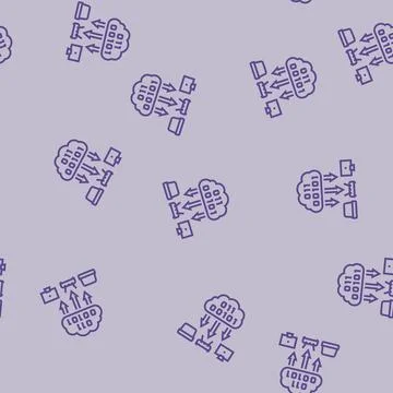 Cloud computing industry line seamless pattern 스톡 일러스트