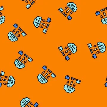 Cloud computing industry vector seamless pattern 스톡 일러스트