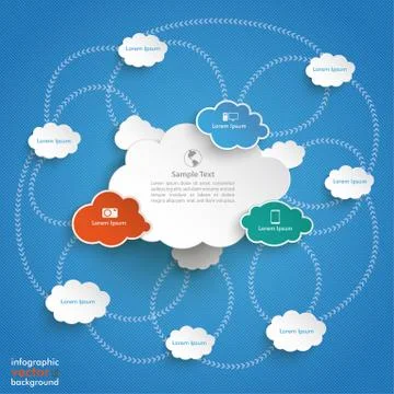 Cloud computing infographic blue sky Stock Illustration