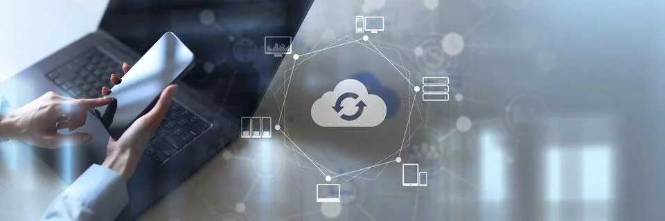 Cloud Computing Infrastructure for Business Data Synchronization and Digita.. Fotos de archivo