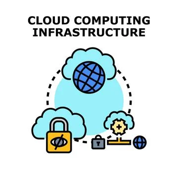 Cloud computing infrastructure data security global network 스톡 일러스트