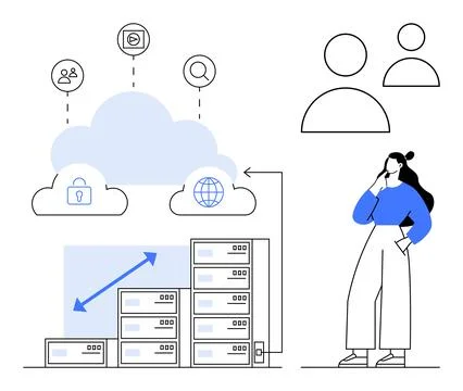 Cloud Computing Infrastructure with Data Servers and Network Connectivity Stockillustratie