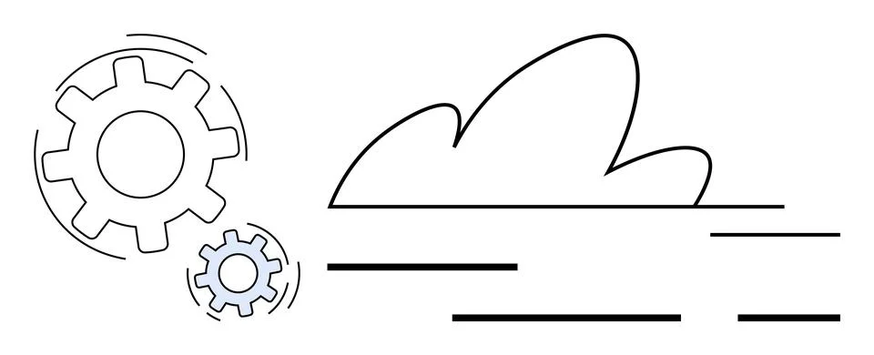 Cloud Computing Infrastructure with Gears Symbolizing Integration and Mechani Stock Illustration