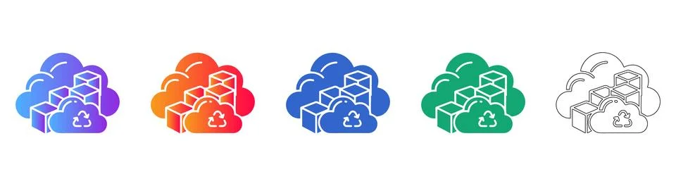 Cloud Computing Infrastructure Icon Set Stockillustratie
