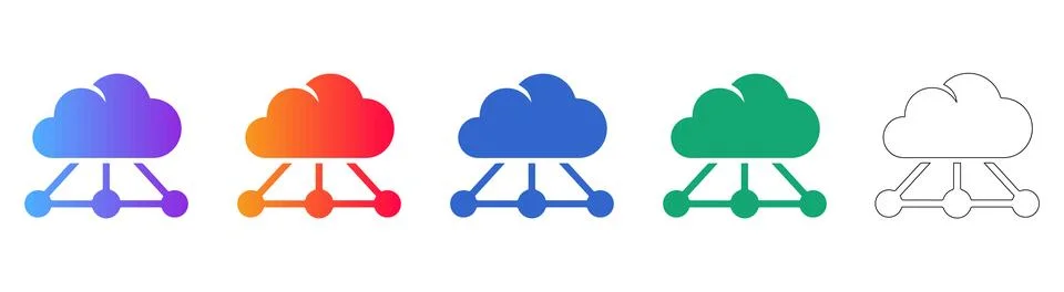 Cloud Computing Infrastructure Icons Set 库存插图