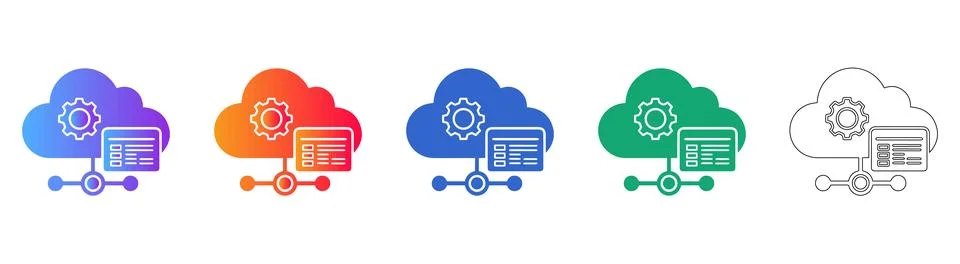 Cloud Computing Infrastructure Management Icons Illustrazione stock