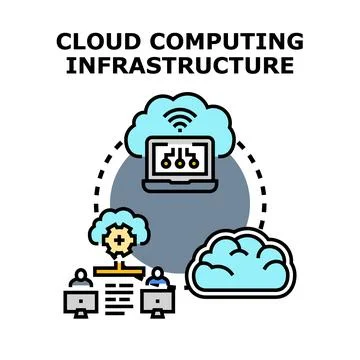 Cloud computing infrastructure network connecting data users イラスト素材