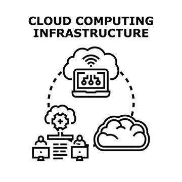 Cloud computing infrastructure network connecting data users イラスト素材