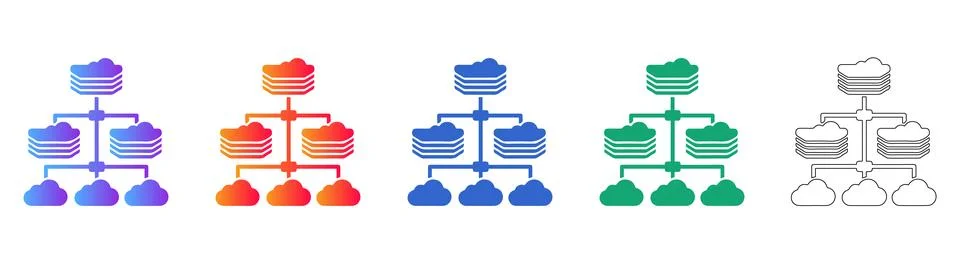 Cloud Computing Infrastructure Network Diagram Icons 库存插图