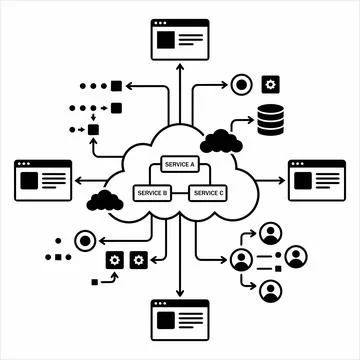 Cloud computing infrastructure network diagram architecture icon 8K 스톡 일러스트