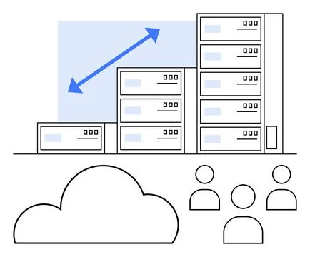 Cloud Computing Infrastructure with Server Expansion and User Access Stockillustratie
