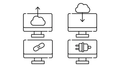 Cloud computing infrastructure set Stock Illustration