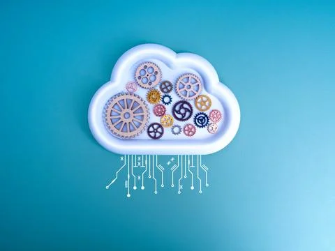 Cloud computing infrastructure technology management, data system storage s.. Foto stock