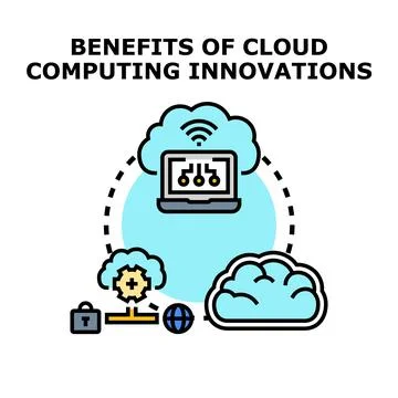 Cloud computing innovation benefits data storage infrastructure Stock Illustration