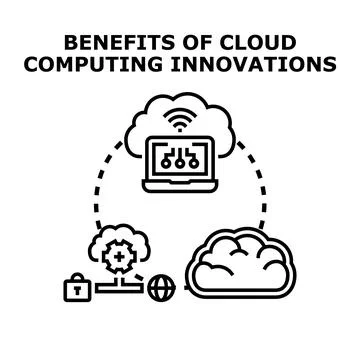 Cloud computing innovation benefits data storage infrastructure 库存插图