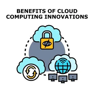 Cloud computing innovation benefits for global security and scalability Illustrazione stock