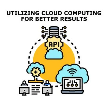 Cloud computing innovation integrating api for data management Stock Illustration