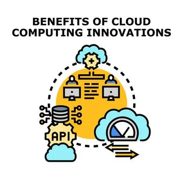 Cloud computing innovations bringing diverse benefits to business Stock Illustration