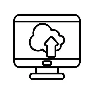 Cloud computing inside computer line style icon vector design Illustrazione stock