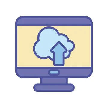 Cloud computing inside computer line and fill style icon vector design 스톡 일러스트