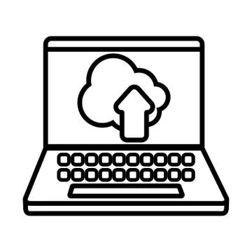 Cloud computing inside laptop line style icon vector design Stock Illustration